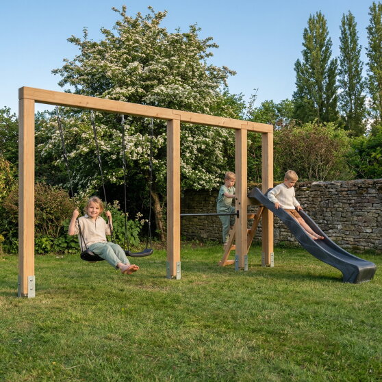 EXIT Linea Massiv 140 duo schommel met rek & glijbaan