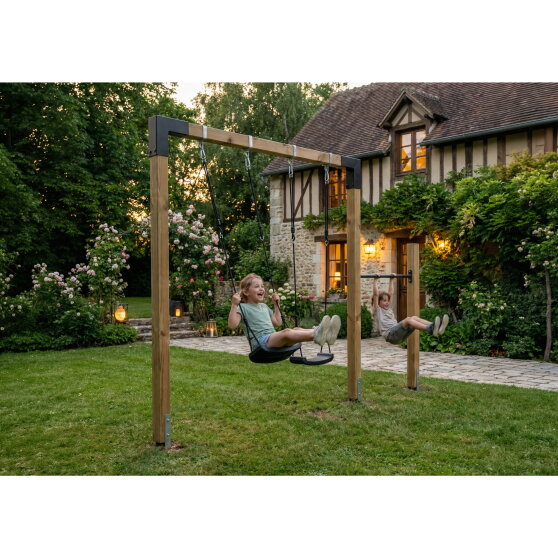 EXIT Linea 85 dubbele houten schommel met rek