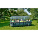 EXIT Wood zwembad 540x250x122cm met zandfilterpomp en overkapping - bruin