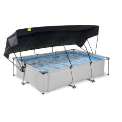 EXIT Soft Grey zwembad 300x200x65cm met filterpomp en schaduwdoek - grijs